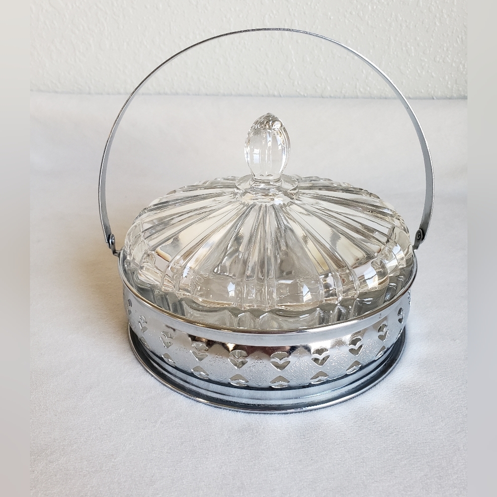 Vintage Anchor Hocking Candy Dish with Carrier